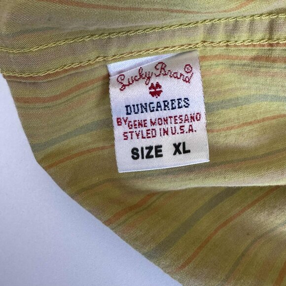 Lucky Brand Men's XL Short Sleeve Button Down Shirt Yellow Stripe Hong Kong - Picture 5 of 8